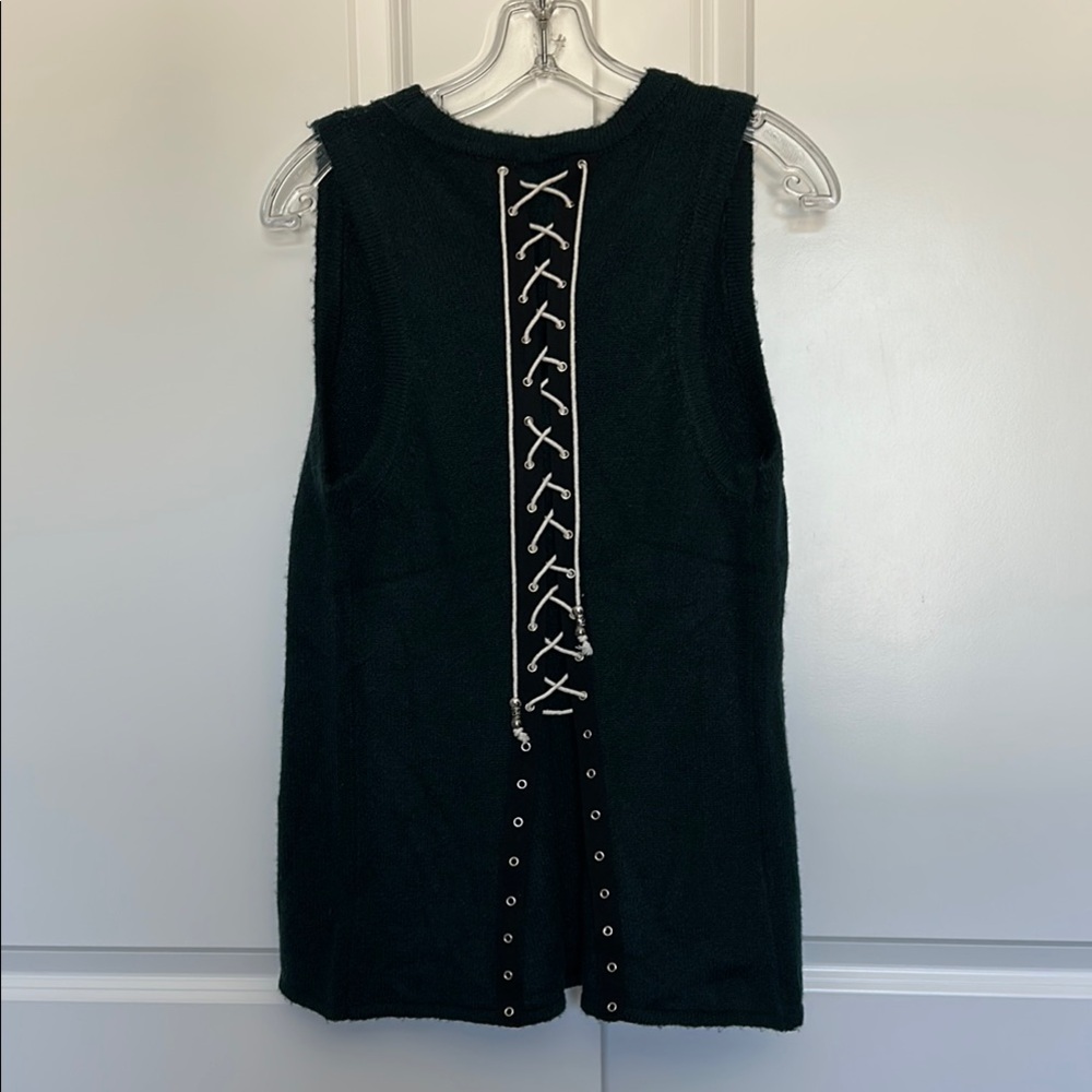 POL Black Corset-Back Sweater Vest Size S